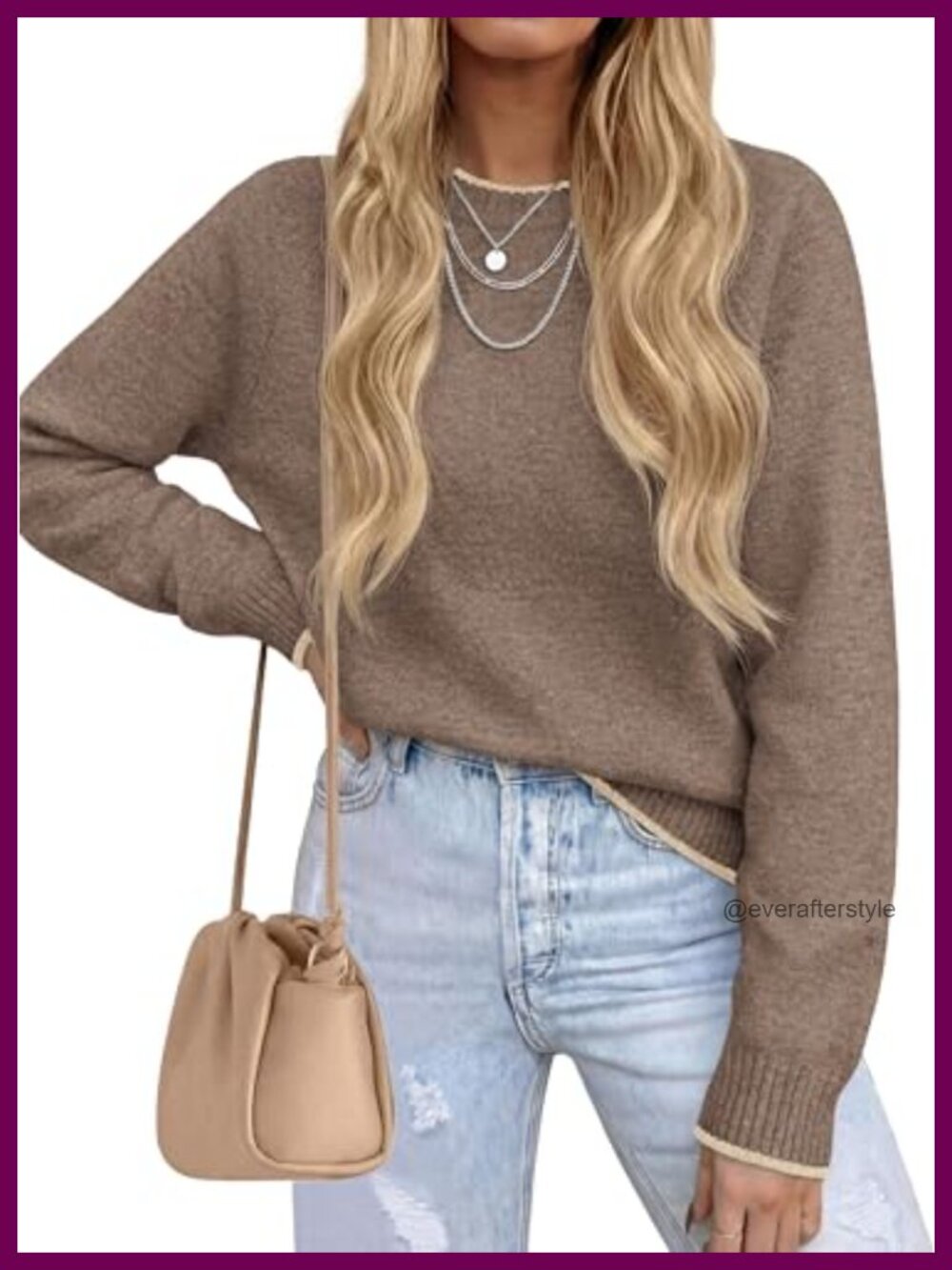 Crewneck Long Sleeve Pullover Sweater Fall Knit